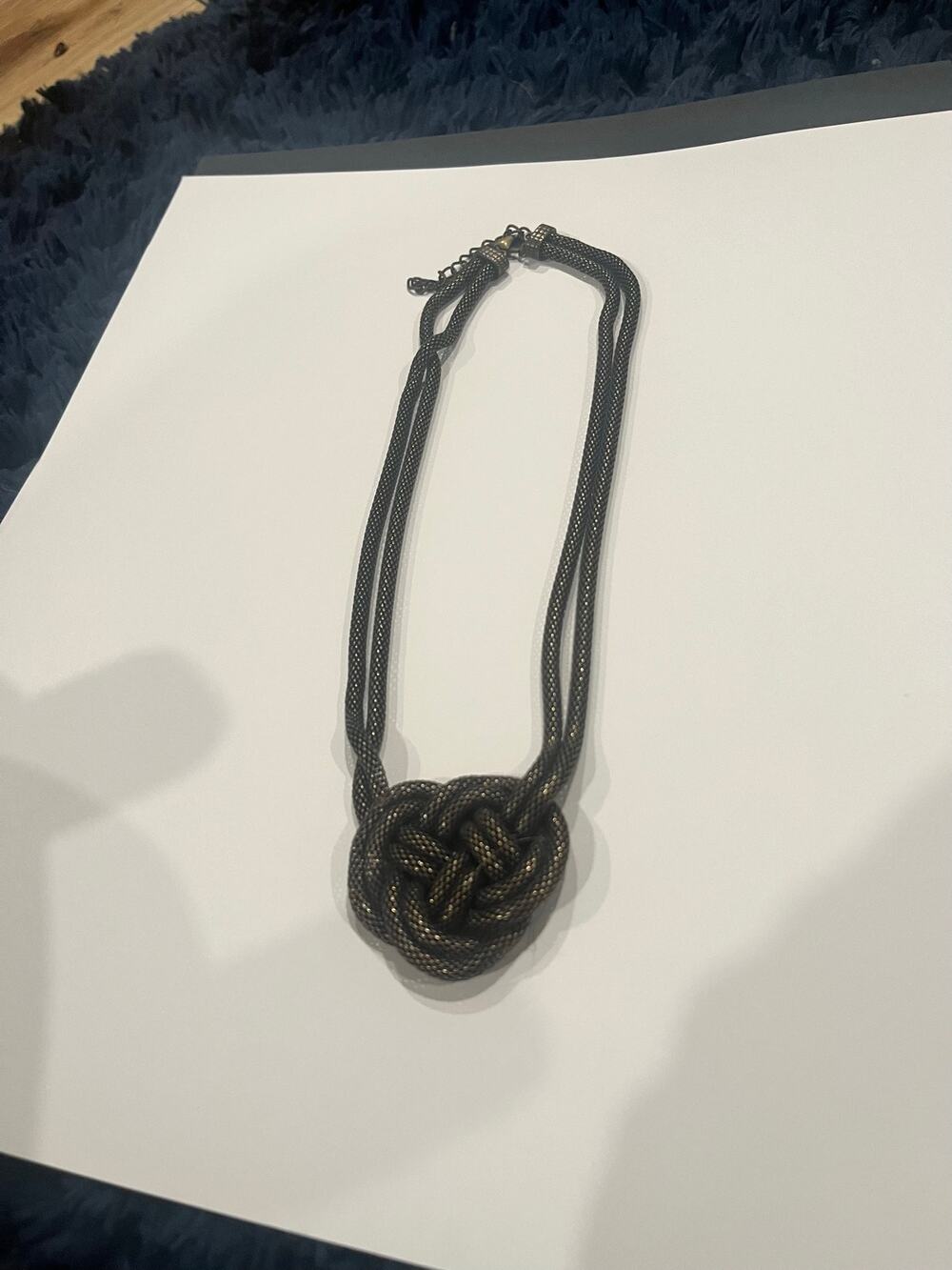 Rope Chain with Knot Necklace 9” - antique brass